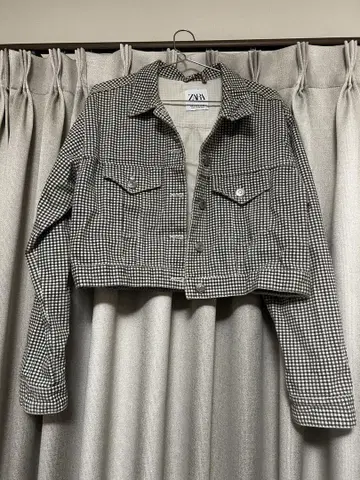 ZARA 데님 자켓 숏 기장 깅엄 체크