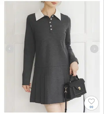 SNIDEL 카라 플리츠 컷 미니 원피스 GRY 1 신상