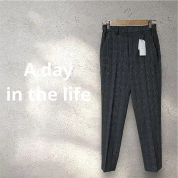 택 포함 새상품 A day in the life 글렌체크 테이퍼드 팬츠