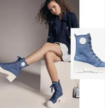 MK 마이클코어스 데님 레이스업 부츠