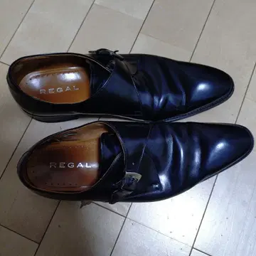REGAL 블랙 더블 몽크 스트랩 슈즈