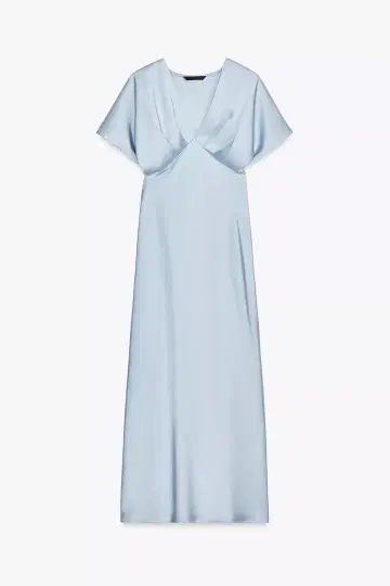 Zara 라이트 블루 새틴 미디 드레스