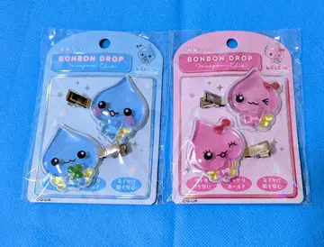 푹신푹신 아와와짱 BONBON DROP 헤어 클립 세트 파랑 핑크