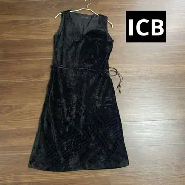 ICB 블랙 슬리브리스 A라인 원피스 벨트 포함