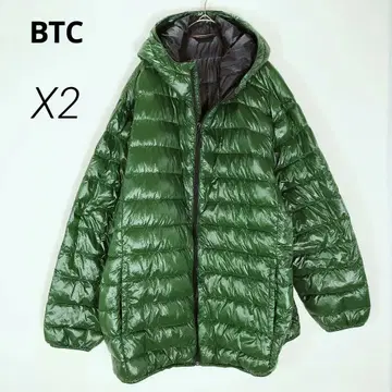 초경량 BTC 후드 부착 페더 다운 자켓 그린 [ 2XL ] H10009