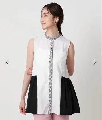 자수 슬리브리스 블라우스 워셔블
