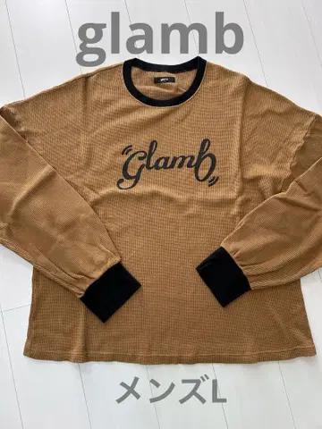 glamb 그램 긴팔 와플 T셔츠 남성용 L 머스타드 롱티
