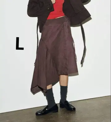 ZARA 자라 워시드 가공 비대칭 파레오 스커트