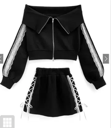 GRL 레이스 블루종 x 미니 스커트 맨투맨 셋업 [ pm565 ]