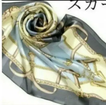 체인 패턴 스카프 파랑 블랙