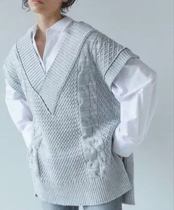 GALLARDA GALANTE 아란 니트 베스트 케이블 짜임 그레이 F