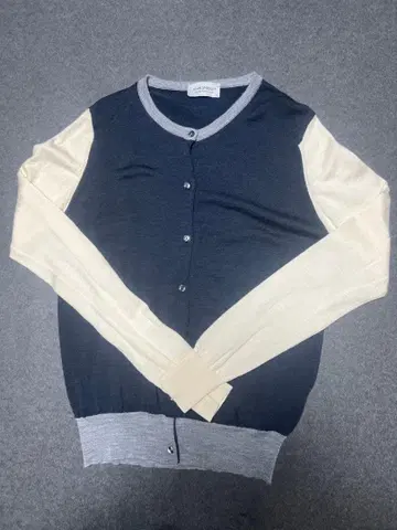 JOHN SMEDLEY 버튼 가디건 M 네이비 아이보리