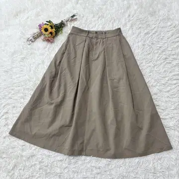 새상품급*Spick&Span 롱 플레어 스커트 저지 소재 올리브 F
