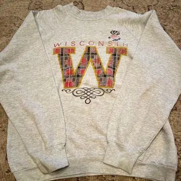 위스콘신 로고 맨투맨 그레이