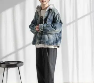 데님 자켓 데님 블루 프론트 포켓 부착