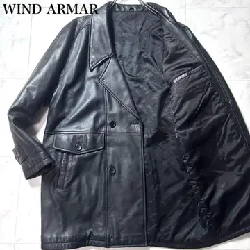 새상품급 윈드 아머 가죽 코트 천연 가죽 더블 브레스트 오버 사이즈