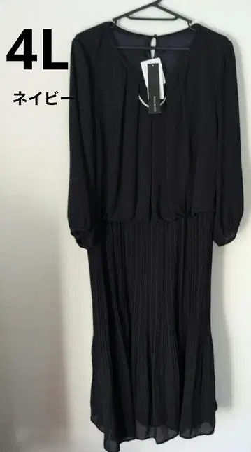 펄 장식 원피스 4L 네이비 택 포함 시마무라