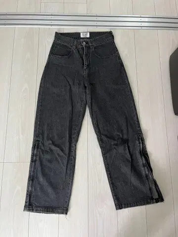 RICE NINE TEN 다크 그레이 와이드 레그 데님