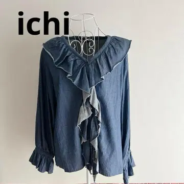 ichi 프릴 달린 데님 셔츠
