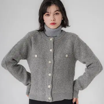 [ 미사용 새상품 ] coca 루프 편직 골드 버튼 니트 자켓