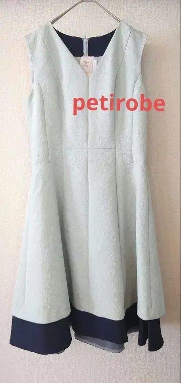 petirobe 프티로브 민트 그린 자카드 원피스 슬리브리스