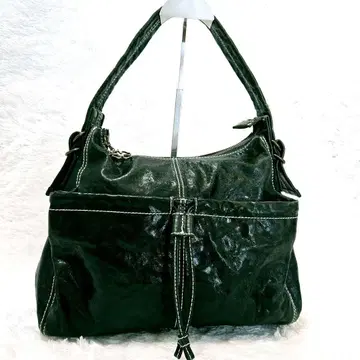 00s archive dark green leather shoulder