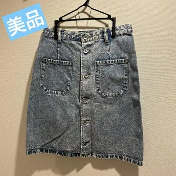새상품급 PAR ICI 데님 버튼 프론트 스커트