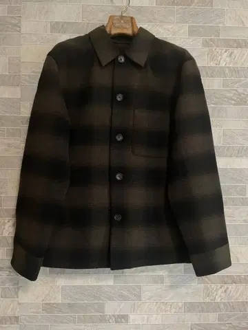 울 혼방 블랙 브라운 체크 자켓