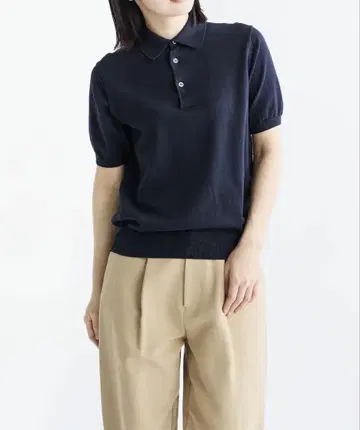 SLOANE 14G 천축 코튼 반팔 폴로 네이비