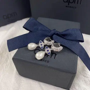 apm MONACO 드롭 귀걸이 펄 블루스톤