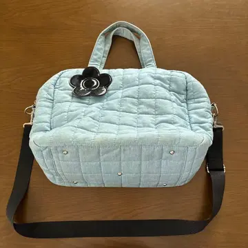 MARY QUANT 스카이블루 퀼팅 마더백
