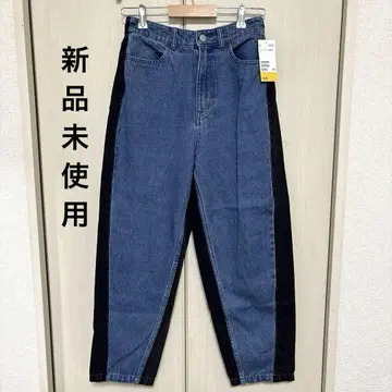 H&M 데님 블루와 블랙의 하이웨스트 청바지 38