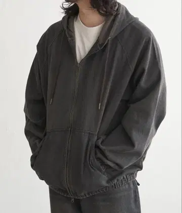 다크 그레이 풀 지퍼 후디