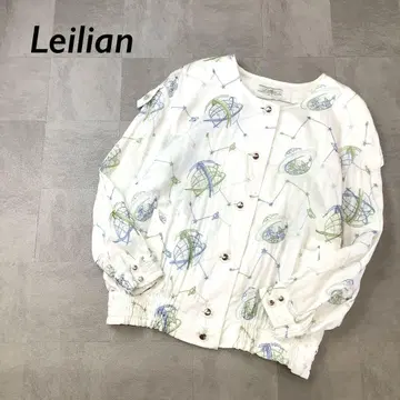 Leilian 스페이스 패턴 자수 노카라 자켓 긴팔
