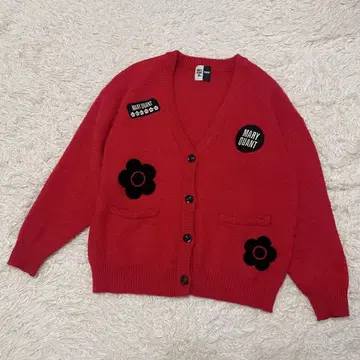 PUBLUX MARY QUANT 와펜 샤기 니트 가디건