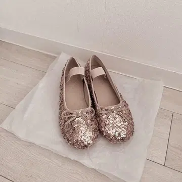 wcloset 스팽글 발레 슈즈 핑크 골드 L 사이즈