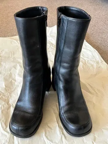 ing 가죽 블랙 부츠 힐 5cm