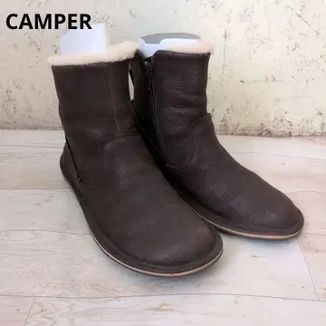 [새상품급] J19 CAMPER 브라운 가죽 지퍼 부츠 36 23 cm