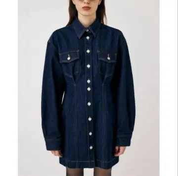 moussy TUCK WAIST DENIM 미니 드레스 데님 원피스