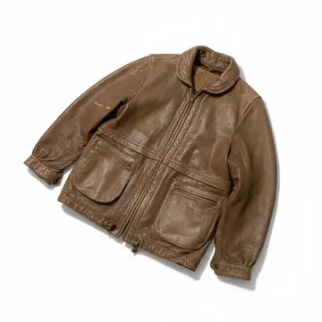 Y2K 램 가죽 보아 부착 자켓 브라운 여성용