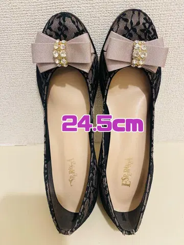 [ 새상품급 일본제 ] 에스페란자 레이스 펌프스 24.5cm 리본 결혼식