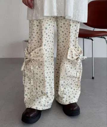 모듬 더블 리본 와이드 카고 팬츠
