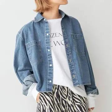 스픽 앤 스팬 숏 데님 셔츠