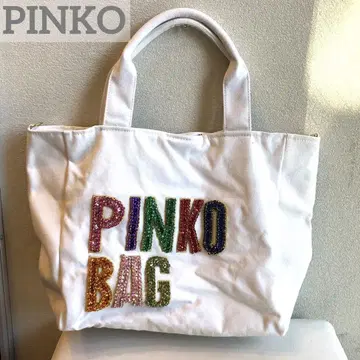 PINKO 비즈 장식 토트백 화이트 13N2510