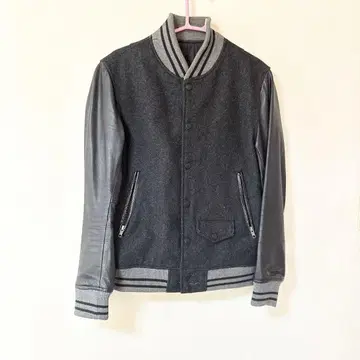 바시티 자켓 블랙 쉽스 ships jet blue 가죽 이소재