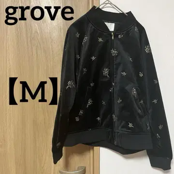 grove [ M ] 벨벳 자수 점퍼 블랙
