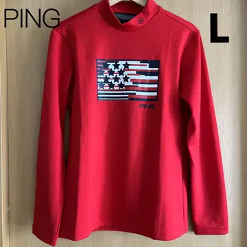 핑 ping 성조기 기모 티셔츠 하이넥 셔츠 빨간색 L