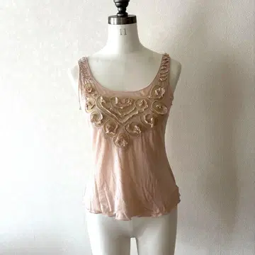 크리치아 이탈리아제 실크 핑크 탱크탑