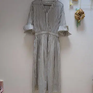 르쿨르블랑 스트라이프 원피스 오부소매 38