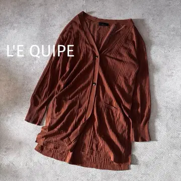 L'E QUIPE 레킵 코튼 리브 롱 가디건 코튼 100% 브라운